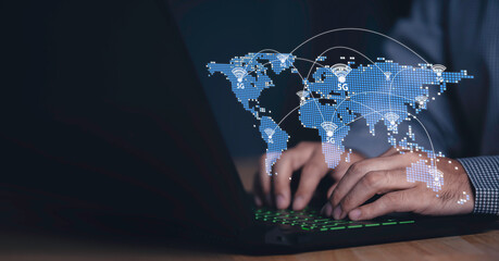 The wireless communication technology network links work in many branches in smart cities.