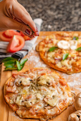 TRADITIONAL ITALIAN PIZZA with buffalo mozzarella and basil
