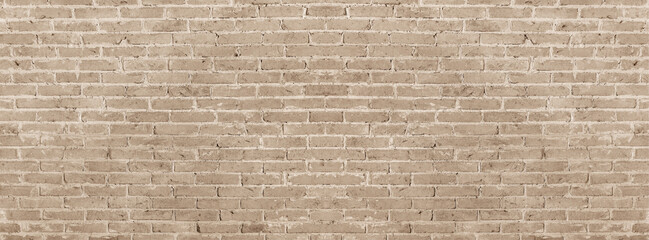 Old vintage retro style brown color bricks wall for abstract panorama brick background and texture.