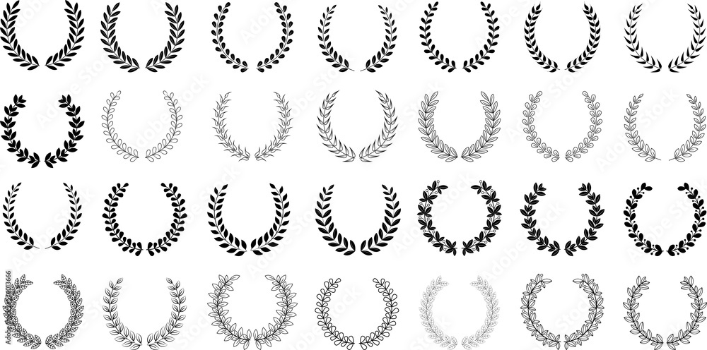 Canvas Prints circular laurel foliate set icon