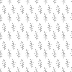 Seamless pattern with branch abstract. Cartoon black and white vector illustration.