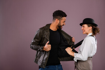 Portrait of young multiracial couple, studio shoot.