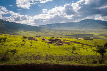 Maasai village on the slopes of Ngorongoro Colcano, Tanzania
