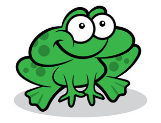 Cartoon illustration of Green frog happy and smile. Best for sticker, logo, and mascot with nature themes for kids