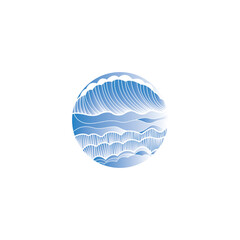 ocean wave icon circle design vector illustration