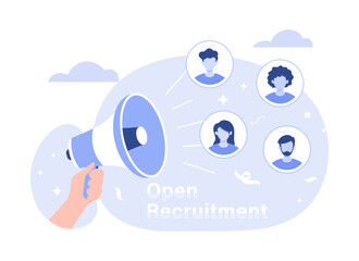 Open recruitment looking for new employee, finding human resources for job. Modern flat illustration