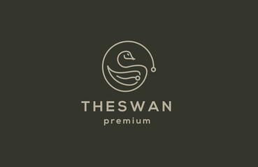 Obraz premium Swan line logo design template flat vector