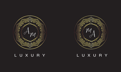Fototapeta premium AM and LM luxury logo design.