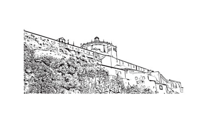 Obraz premium Building view with landmark of Porto is a coastal city in northwest Portugal. Hand drawn sketch illustration in vector.