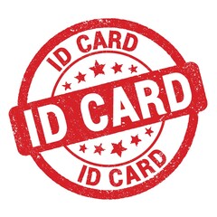 ID CARD text written on red round stamp sign.