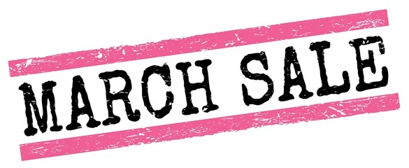 MARCH SALE text on pink-black grungy lines stamp sign.