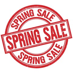 SPRING SALE written word on red stamp sign