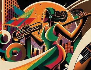 Jazz band in Art Deco era