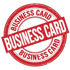 BUSINESS CARD text written on red round stamp sign