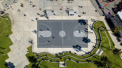 Aerial Basketball Court Venice Beach California