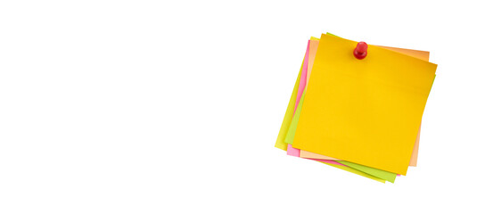 Stack of pinned sticky note for copy space