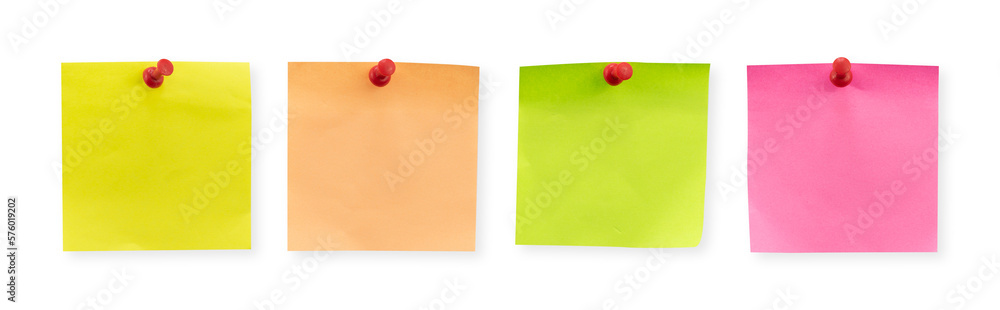 Poster set of sticky note with pin isolated