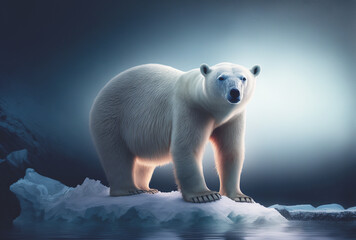 Obraz na płótnie Canvas Polar bear, full body, front view. Looking straight. Northern wildlife. Generative AI