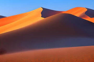 Fototapeta na wymiar Abstract vivid colors landscape of desert mountains, dunes and sand. Colorful bright colors. Illustration. Generative AI