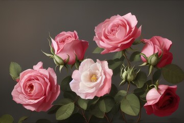 artwork of pink roses