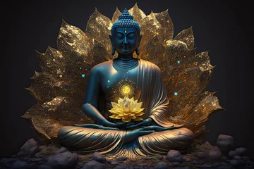 Foto auf Acrylglas Buddha sitting on a lotus, generative AI © Kien