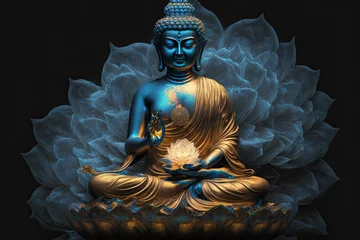 Deurstickers Buddha sitting on a lotus, generative AI © Kien