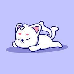 cute little cat is sleeping cartoon icon illustration. funny sticker for kids
