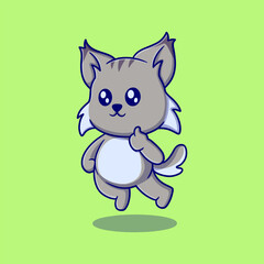 Cute mountain cat cartoon icon illustration. funny sticker for kids