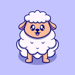 Fototapeta premium Cute little sheep cartoon icon illustration. funny sticker for kids