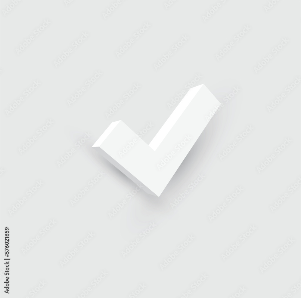 Poster checked sign in 3d style. accept or approved icon design. user interface. vector illustration.