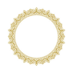golden circle frame with mandala ornament.
