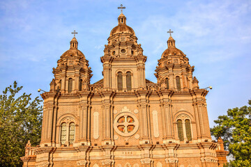 Fototapeta na wymiar St. Joseph Church Wangfujing Cathedral Facade Basilica Beijing China