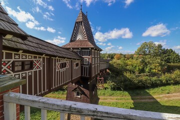 The famous wooden bridge near the castle at Nove Mesto nad Metuji, Czech republic