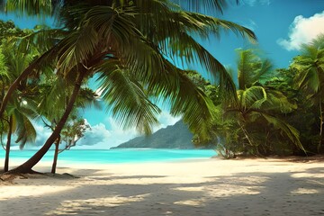 grunge image of tropical beach. Generative AI