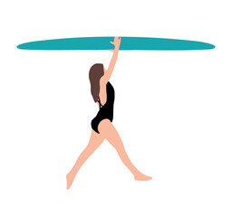 Surf pose isolated - Woman doing surf	