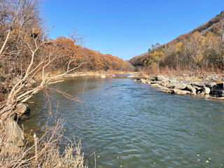 Tigrovaya River in autumn. Russia, Primorsky Krai, Partizansky district