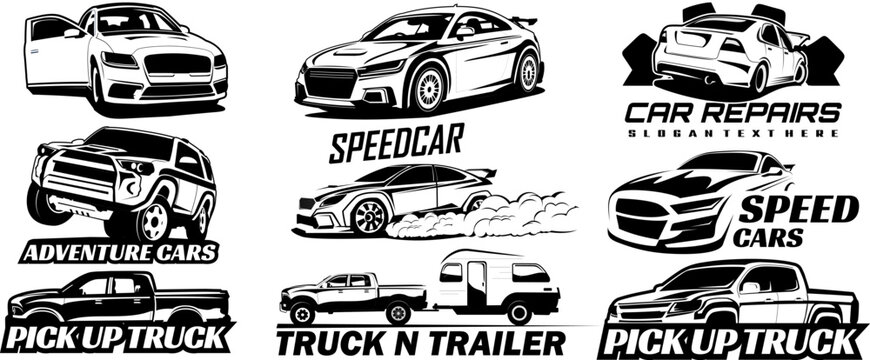 car pic up suv logo icon illustration design vector