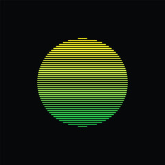 Original vector illustration of a striped neon retro sunset in the style of the 80s. A design element.