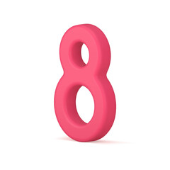 International Women's Day pink eight number march festive spring holiday 3d icon realistic vector