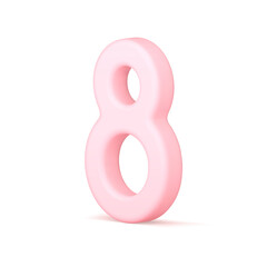 International Women's Day pink eight number greeting holiday celebration 3d icon realistic vector