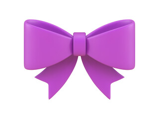 Purple bow festive holiday badge for birthday anniversary greeting celebration 3d icon vector