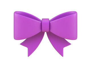 Purple bow festive holiday badge for birthday anniversary greeting celebration 3d icon vector
