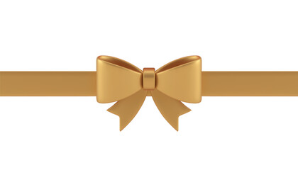 Fototapeta premium Golden bow ribbon wrapped premium present package decorative element 3d icon realistic vector