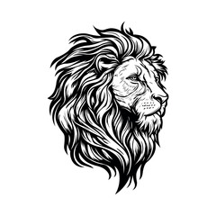 Vector black and white illustration of a lion