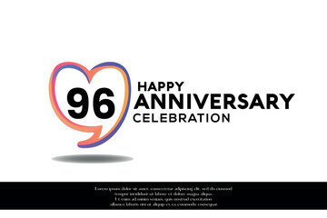 Vector 96th anniversary logo background design with gradient elements heart shape vector illustration. 