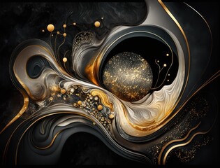 Abstract wave lines background Marble stone texture background material with elements of semi-precious stones and gold created with Generative AI technology