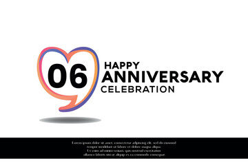 Vector 06th anniversary logo background design with gradient elements heart shape vector illustration. 
