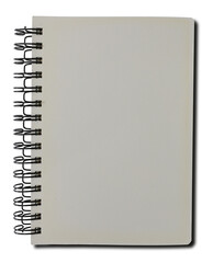Gray spiral notebook on transparent background png file.