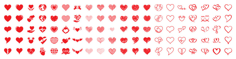 Heart icon set with different shapes - obrazy, fototapety, plakaty