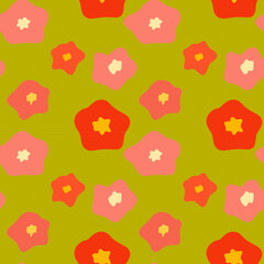 seamless pattern with hearts and flowers